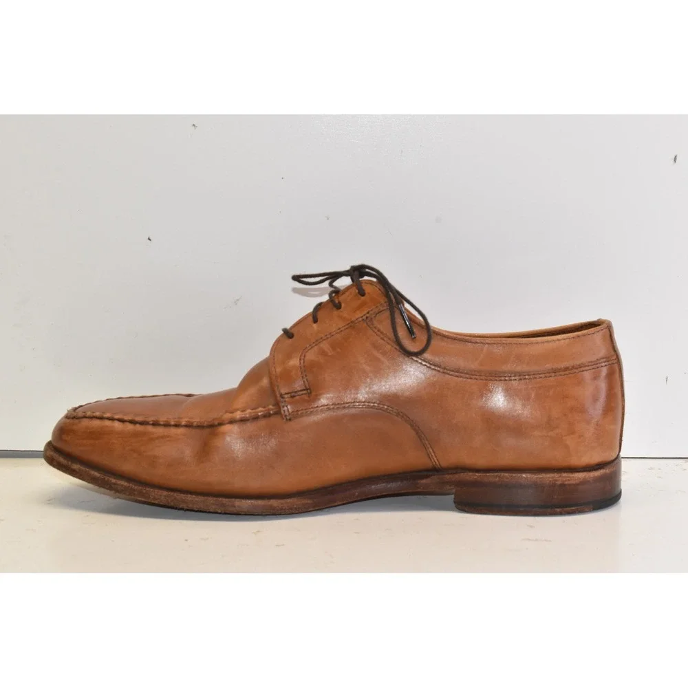 Allen Edmonds Charleston Derby Oxford Shoes Tan Mens 9.5 E Split Toe Leather